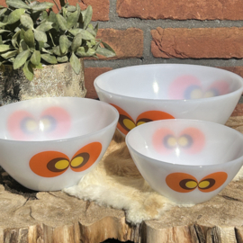 Vintage Schott Jena glazen Nest set van 3 schalen 70's decor