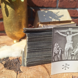 Doosje vol ongebruikte vintage bidprentjes 'Christus', zwart wit