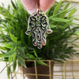 SALE: Hand van Fatima/ Hamsa hanger, verzilverd