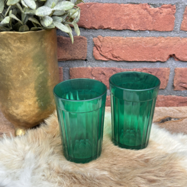 Vintage turqoise groene water glazen (2), 60's