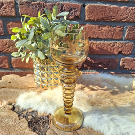 Antiek  lichtbruin 'Roemer'(wijnglas), handgeblazen, H 19 cm