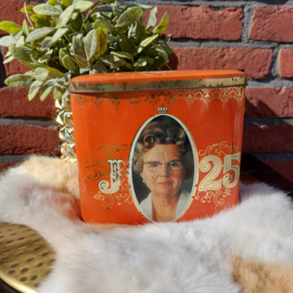 Vintage herdenkingsblik 25 jarig regeerjubileum Koningin Juliana