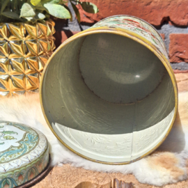 Vintage blik 'thee' met reliëf bloemen
