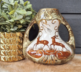 Vintage vaas Hubert Bequet, groen, H18 cm.