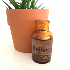 Vintage apothekersflesje  "Aniline geel"