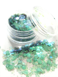 Glitters chunks 1/2/3 mm Green 5.1 iriserend