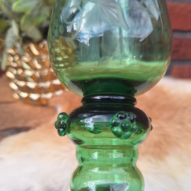Antieke groen glazen Roemer(wijnglas), handgeblazen, H 22 cm