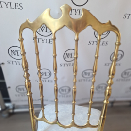 Vintage brass chiavari stoeltje goud/ offwhite, Jaren '50