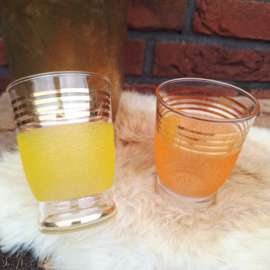 Vintage sap/ water glazen 'frosted' &  gold ( 2 stuks)