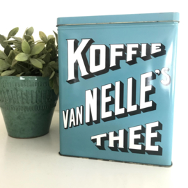 Vintage blik Van Nelle, Koffie/ thee, blauw