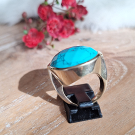 Ring "Ibiza 30", mt. 16,5, turqoise steen