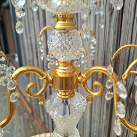 Vintage messing tafel lamp met 'kristallen'