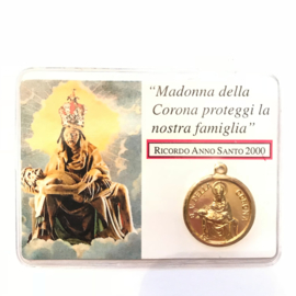 Amulet kaartje"Madonna della Corona proteggi la nostra famiglia"