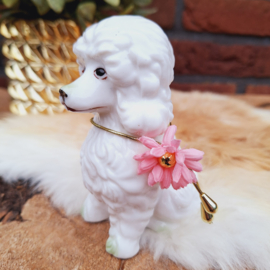 Vintage beeldje hond 'Chique Poedel' keramiek, 11 cm.