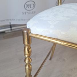Vintage brass chiavari stoeltje goud/ offwhite, Jaren '50