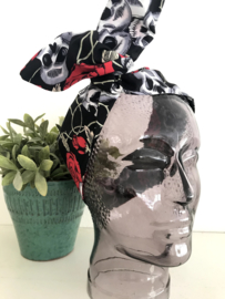 Haarband met ijzerdraad "uit eigen atelier", print dia de los muertos