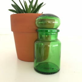 Vintage stopfles/pot groen glas uit de 70's, 12 cm
