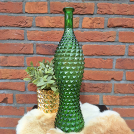 Vintage groene glazen Empoli fles uit de 70's, H 40,5 cm