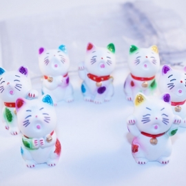 Gelukskat( Maneki Neko) set van 7