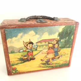 Vintage blokkendoos kistje, zonder blokken "Pinokkio"