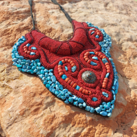 Tibetaans neckpiece/ ketting kralen turqoise nr. 4