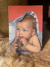 Vintage , onbeschreven, ansichtkaart uit de jaren '50; Baby