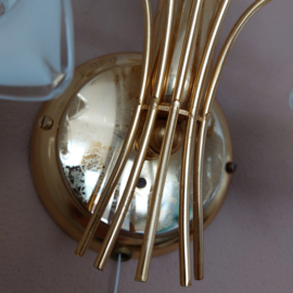 Vintage Murano glas/ messing wandlamp met trekschakelaar