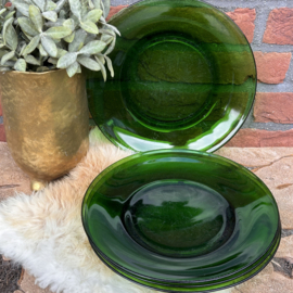 Vintage groene glazen 'Vereco' diner borden(4), 60's