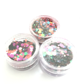 Glitters chunks 1/2/3 mm SET van 3 mixen( zelf samenstellen)