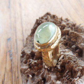 Ring "Ibiza 29", mt. 20, mosgroene edelsteen