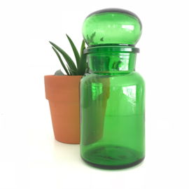 Vintage stopfles/pot groen glas uit de 70's, 22,5 cm