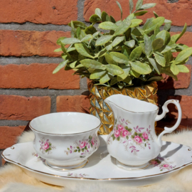 Vintage suiker en melk stelletje 'Royal Albert', 'Lavender Rose'