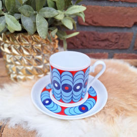 Set van 3 vintage kop en schotels 34, Rheinphalz Hartporzellan, 70's