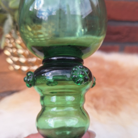 Antieke groen glazen Roemer(wijnglas), handgeblazen, H 22 cm
