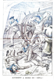 Antieke illustratie van de krant  'Le Petit journal' nr. 368: 'Accident a bord du 'Iéna'