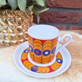 Set van 3 vintage kop en schotels 34, Rheinphalz Hartporzellan, 70's