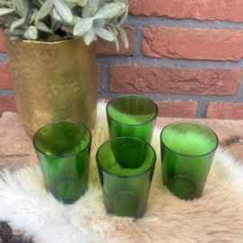 Vintage kleine groene water glazen 'Anchor Hocking' (4) , 60/70's
