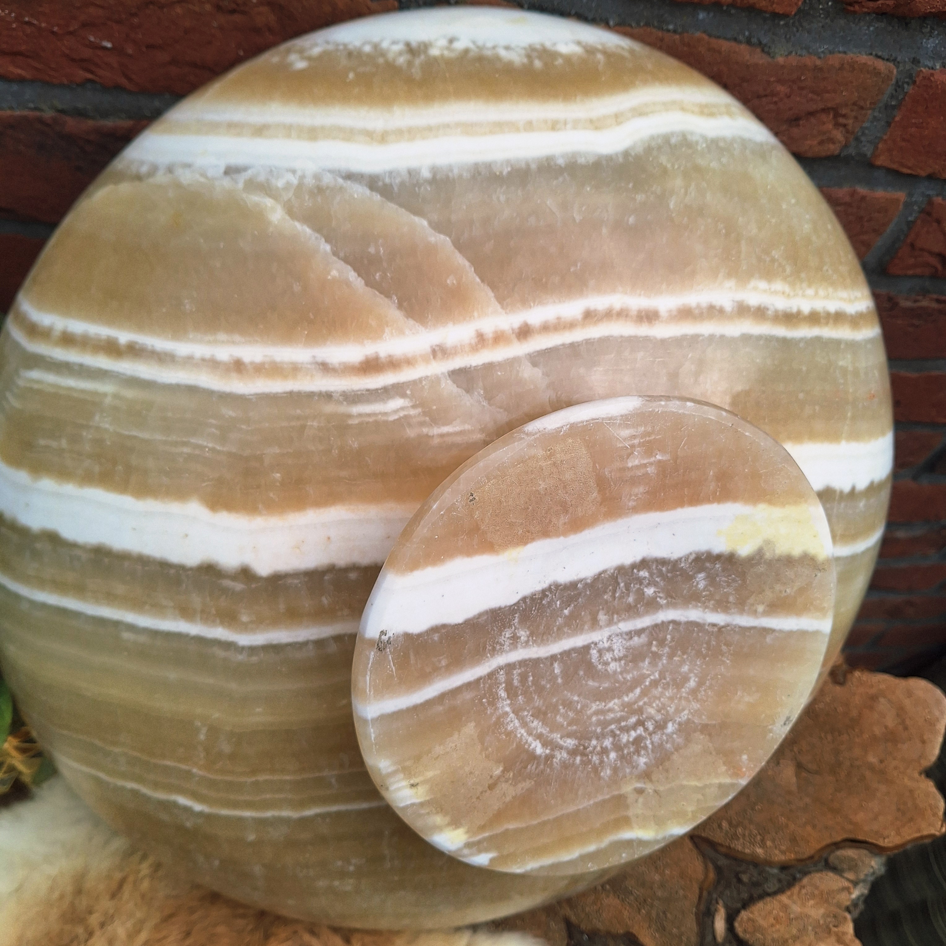 Vintage Onyx schaal H 13 x Ø 40 cm.