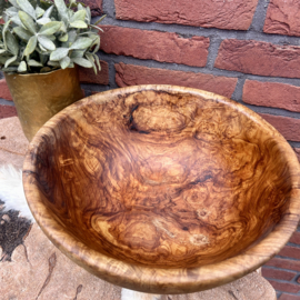 Vintage grote olijf houten schaal Ø 32