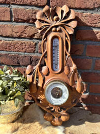 Vintage houten Baro/ thermo-meter, Firma W. B, Günther