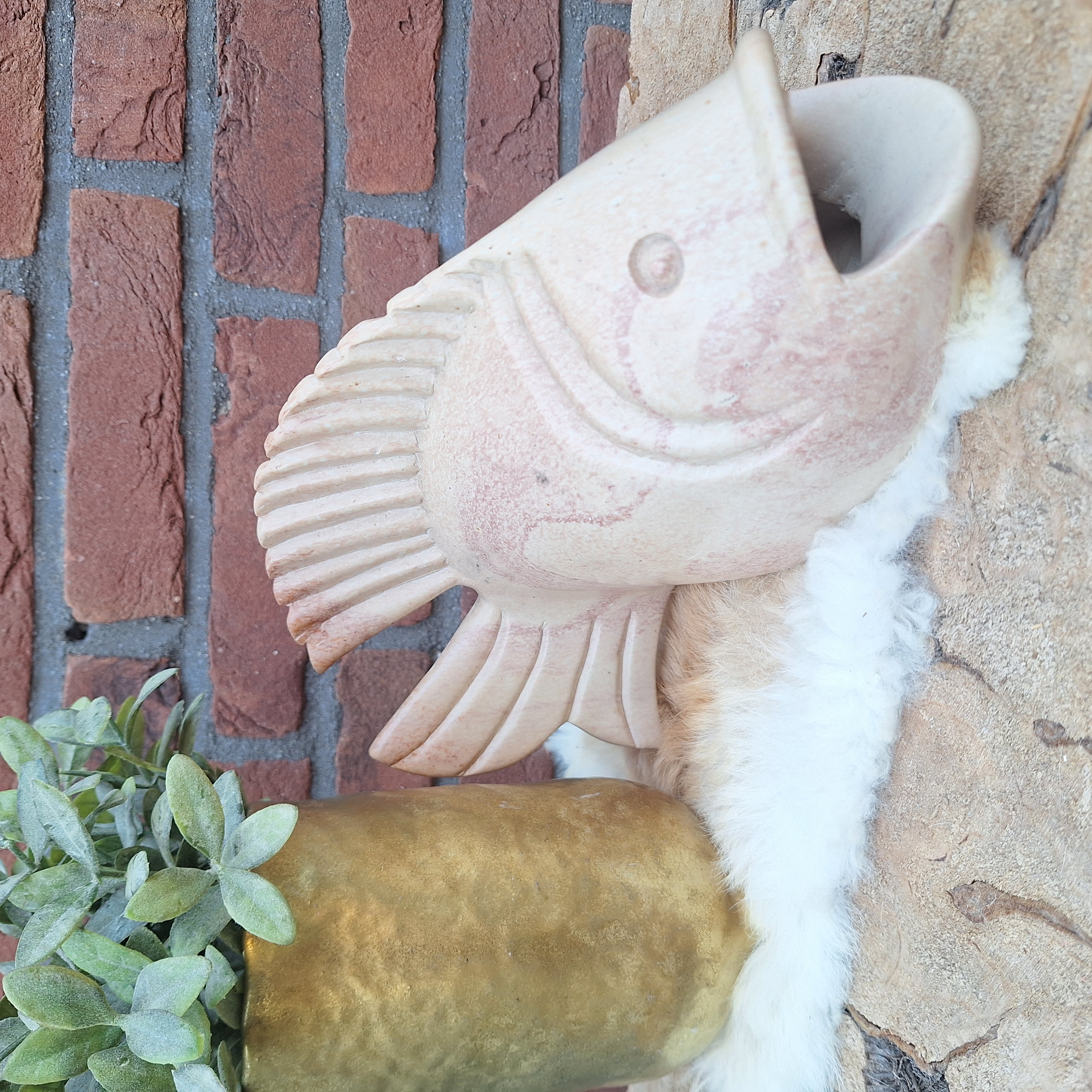Vintage XL decoratieve speksteen vis