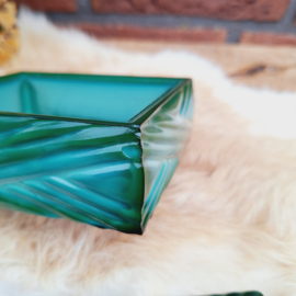 Vintage Malachiet glazen trinket/ juwelenbox, groen