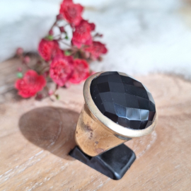 Ring "Ibiza 22", mt. 18, zwarte Obsidiaan.