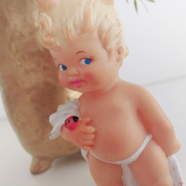 Vintage piep-figuur/ pop "baby met lieveheersbeestje", Jaren '60