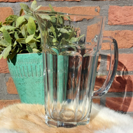 Vintage glazen waterkan, geperst glas, Jaren'50