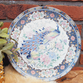 Vintage porseleinen bord Toyo ; Peacock/ Pauw