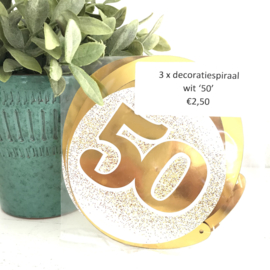 3 decoratiespiralen goud/wit "50 "