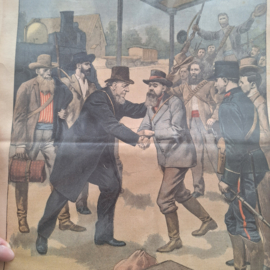 Antieke illustratie van de krant  'Le Petit journal' nr. 96:  'Entrevue des presidents Krüger et Steijn