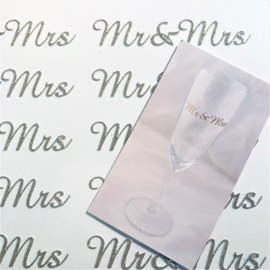 Mr & Mrs stickertjes voor op de (champagne) glazen(12 stuks)