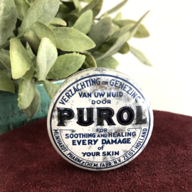 Vintage blikje 'Purol', mini,  Ø 4,5 cm.